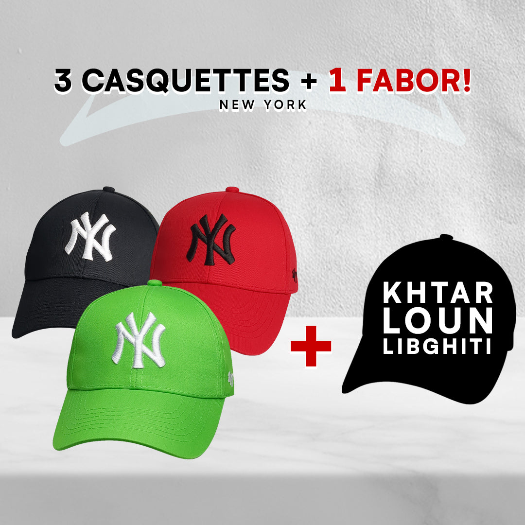 3 Casquettes New York + 1 Fabor !