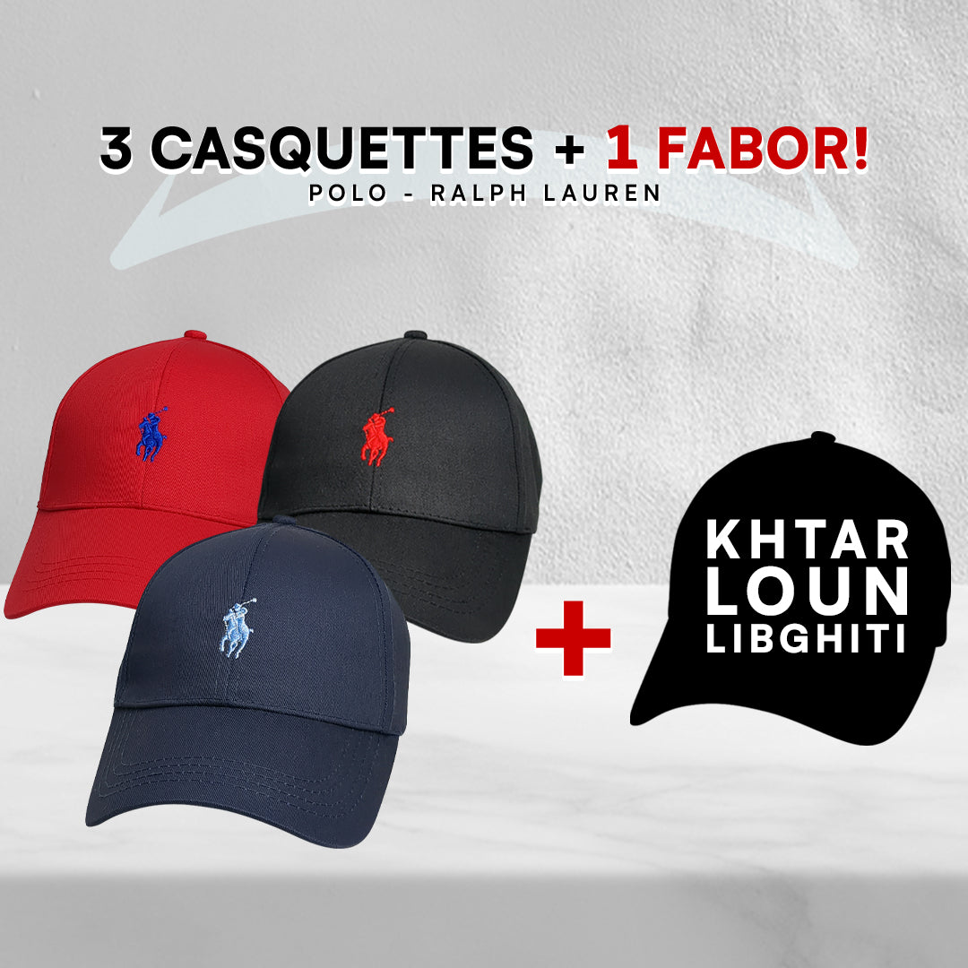 Pack 3 Casquettes Polo + 1 Fabor!