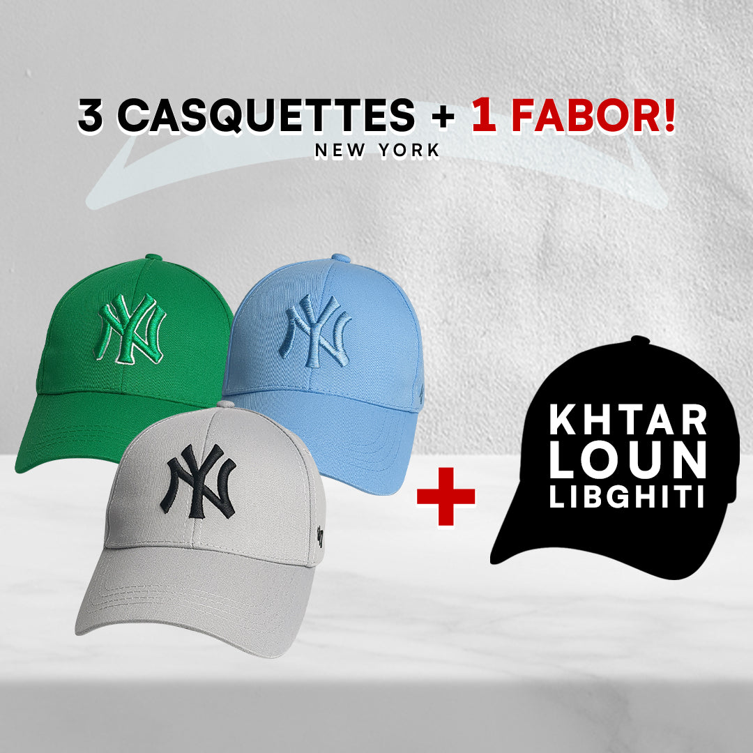 3 Casquettes New York + 1 Fabor !