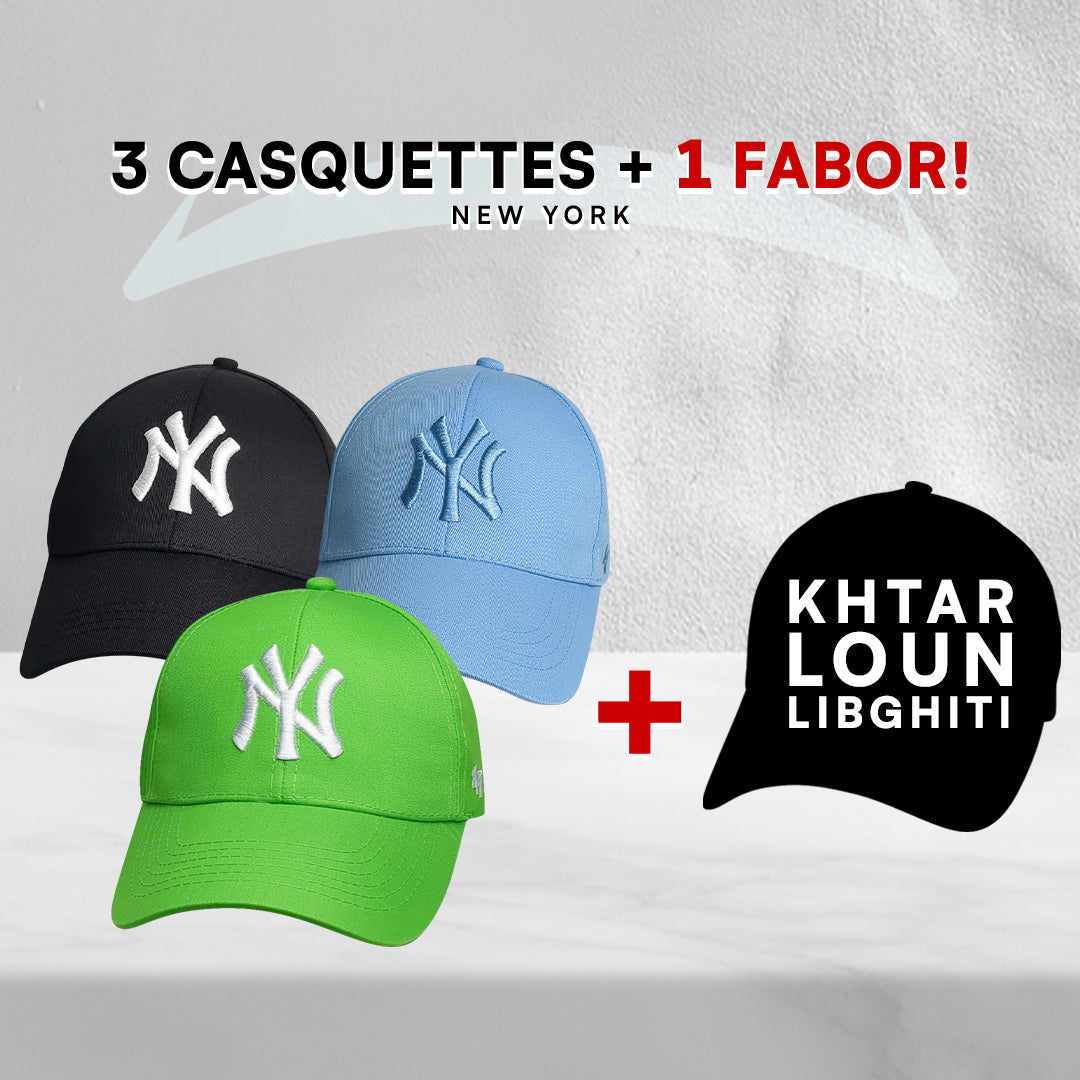 3 Casquettes New York + 1 Fabor !