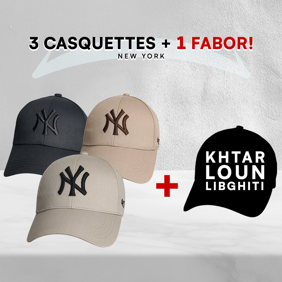 3 Casquettes New York + 1 Fabor !