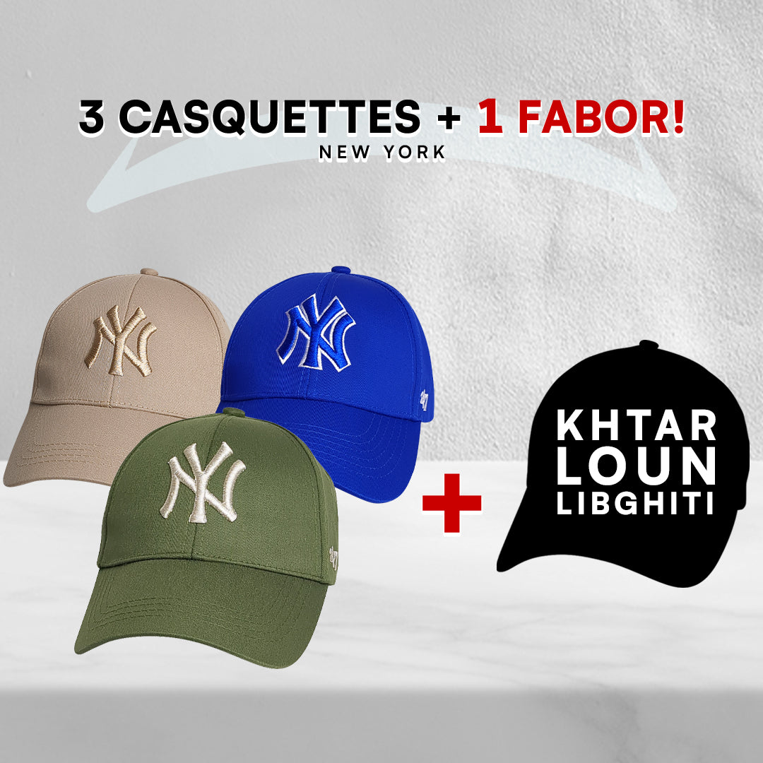 3 Casquettes New York + 1 Fabor !
