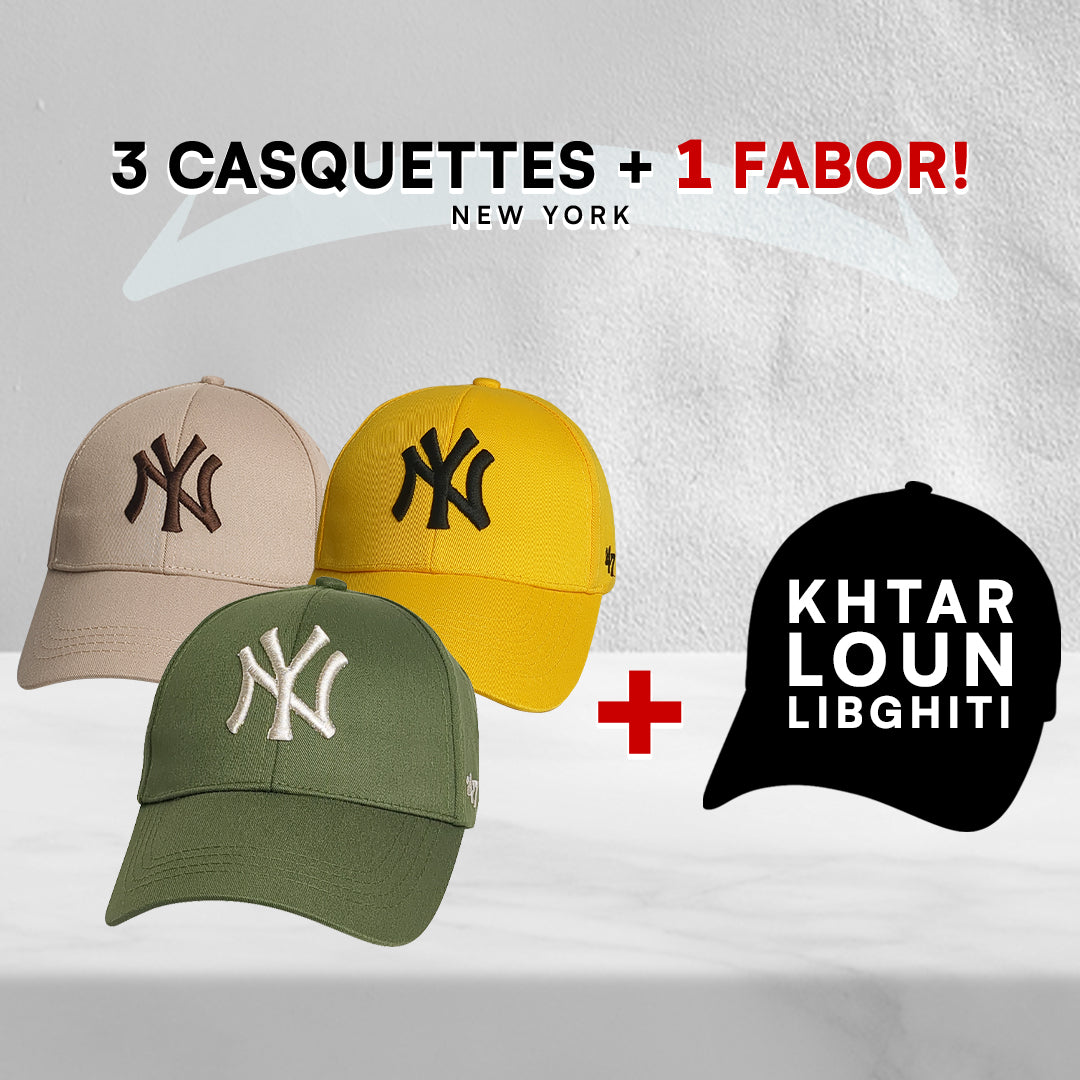 3 Casquettes New York + 1 Fabor !