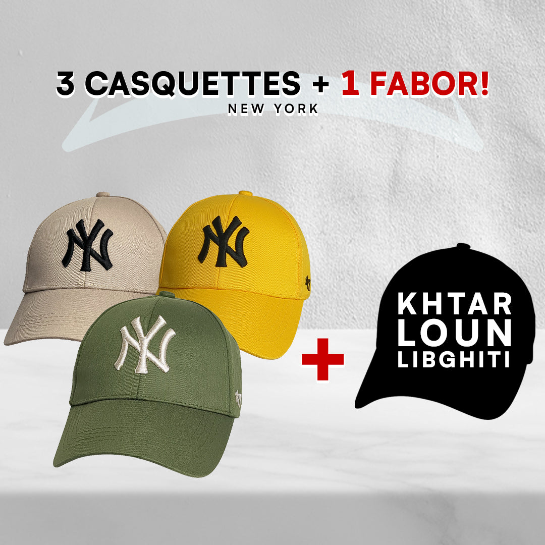 3 Casquettes New York + 1 Fabor !