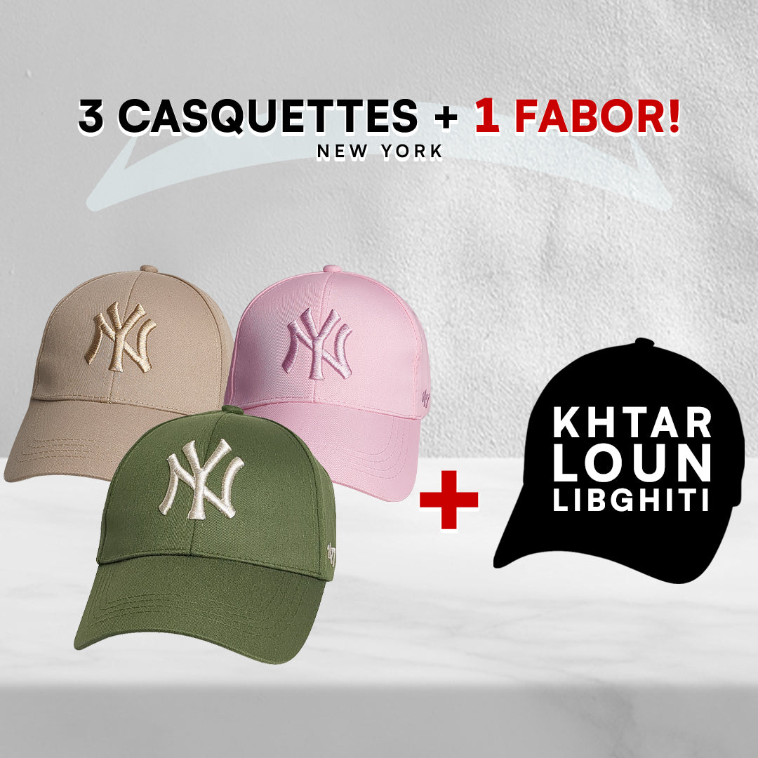 3 Casquettes New York + 1 Fabor !