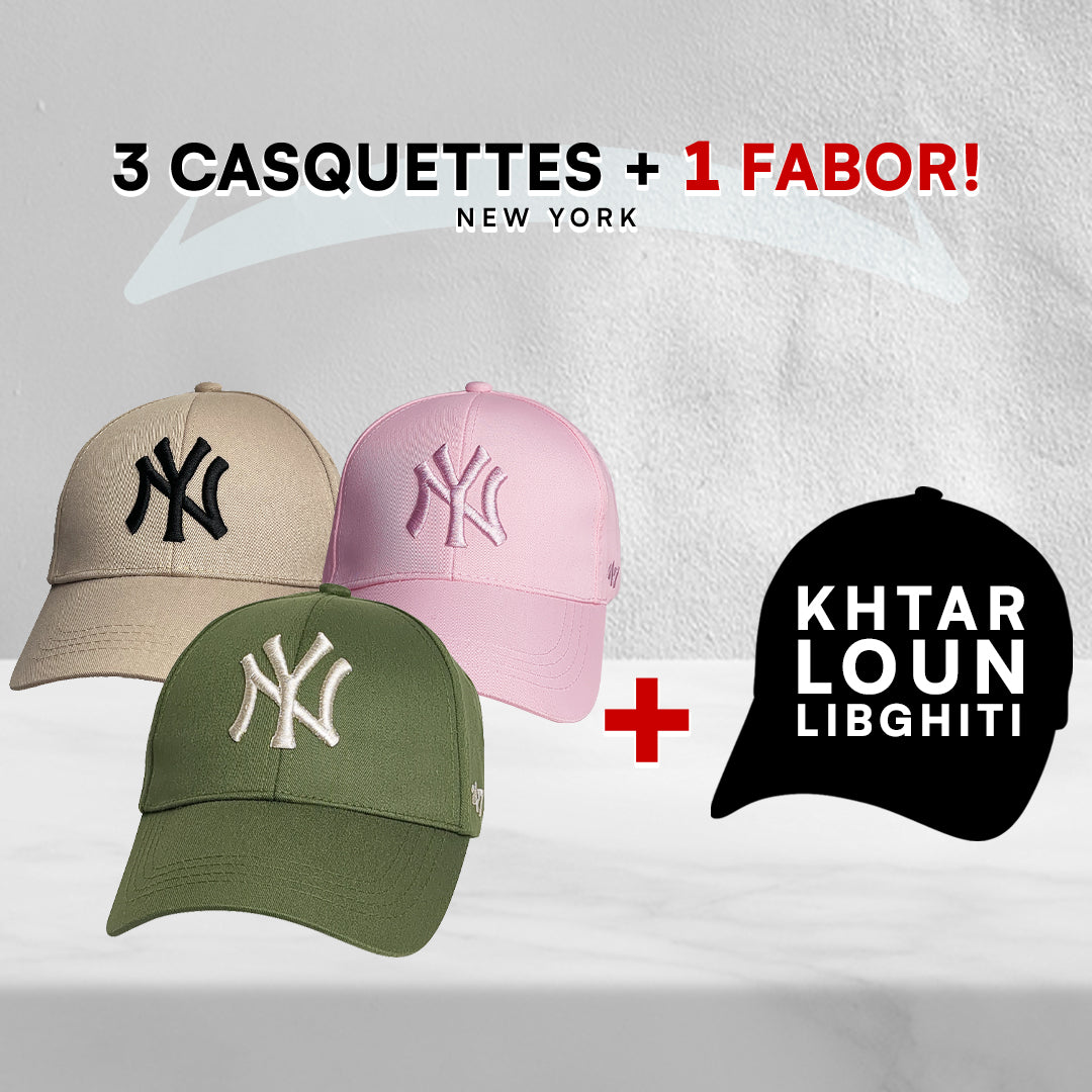 3 Casquettes New York + 1 Fabor !