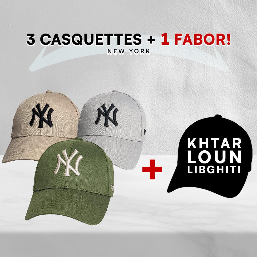 3 Casquettes New York + 1 Fabor !