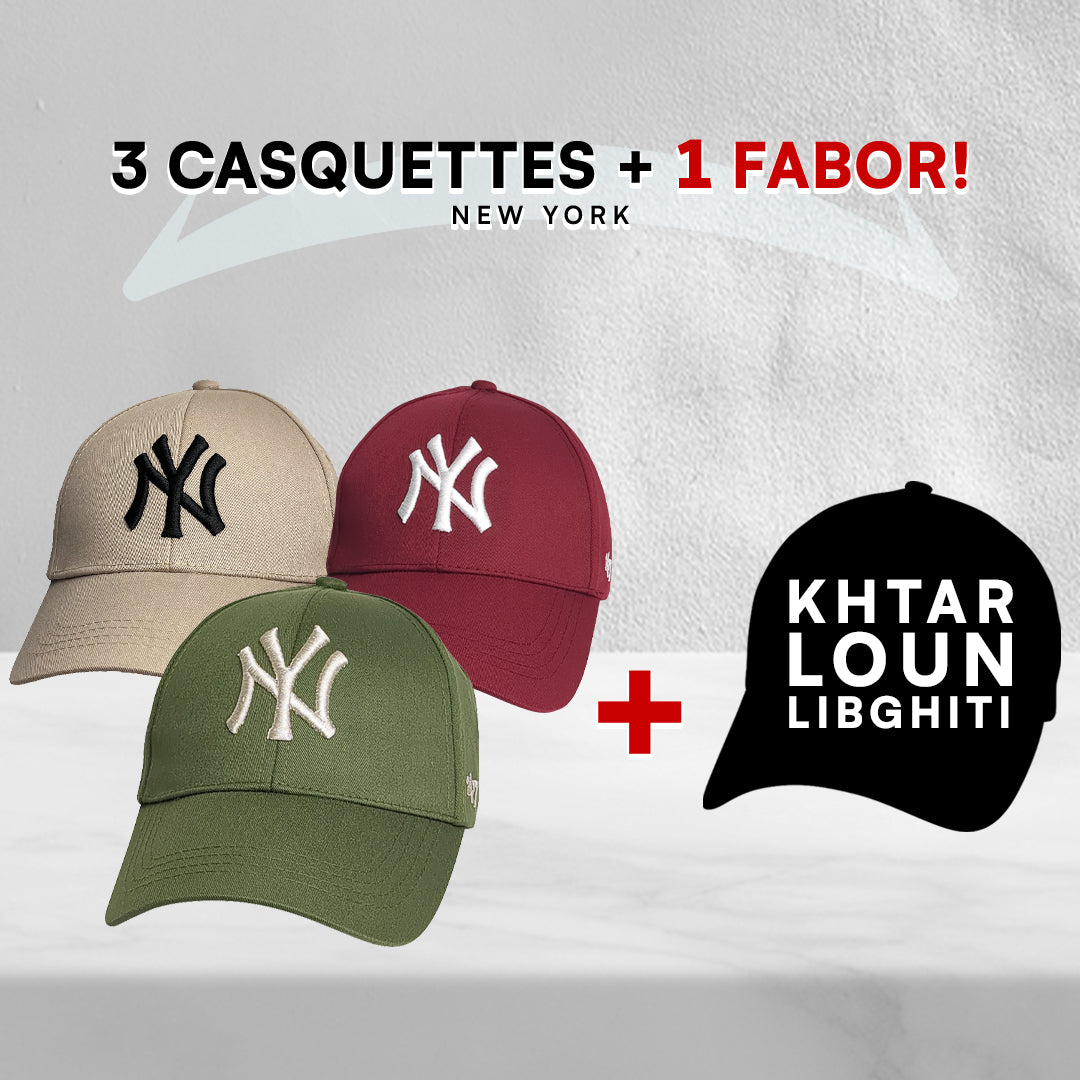 3 Casquettes New York + 1 Fabor !