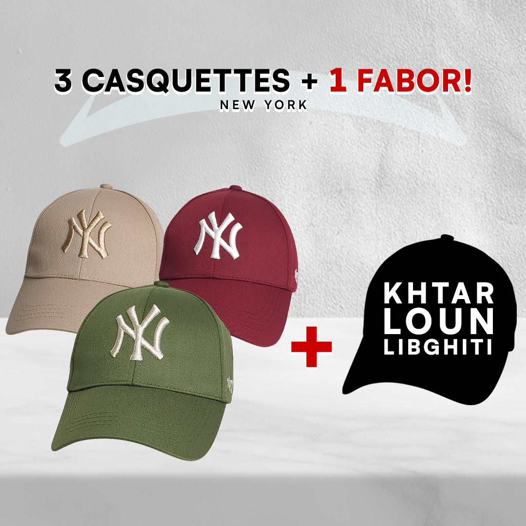 3 Casquettes New York + 1 Fabor !
