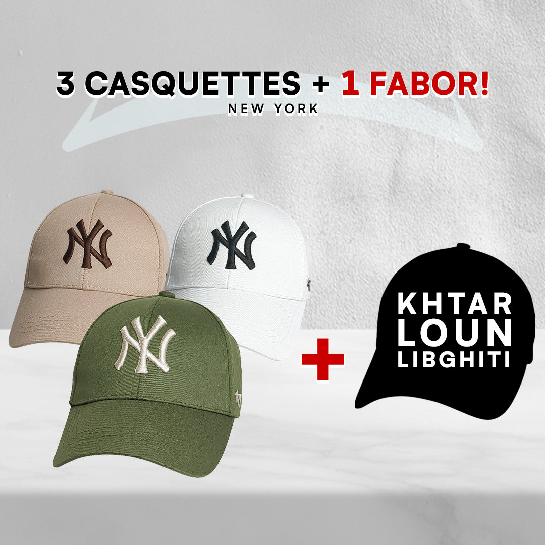 3 Casquettes New York + 1 Fabor !