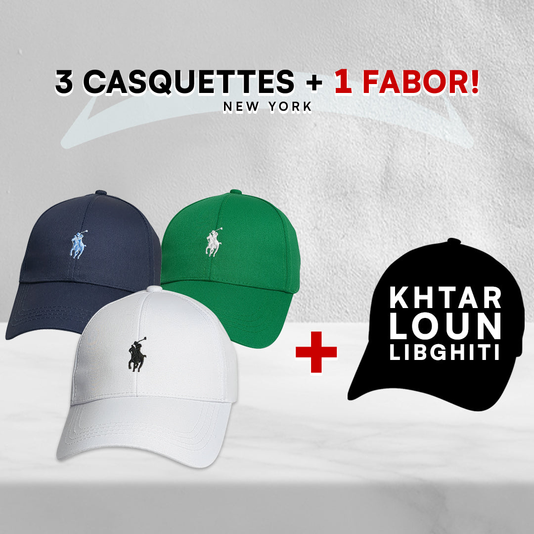 Pack 3 Casquettes Polo + 1 Fabor !