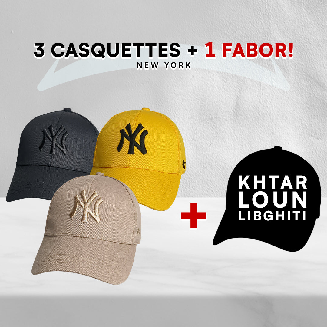 3 Casquettes New York + 1 Fabor !