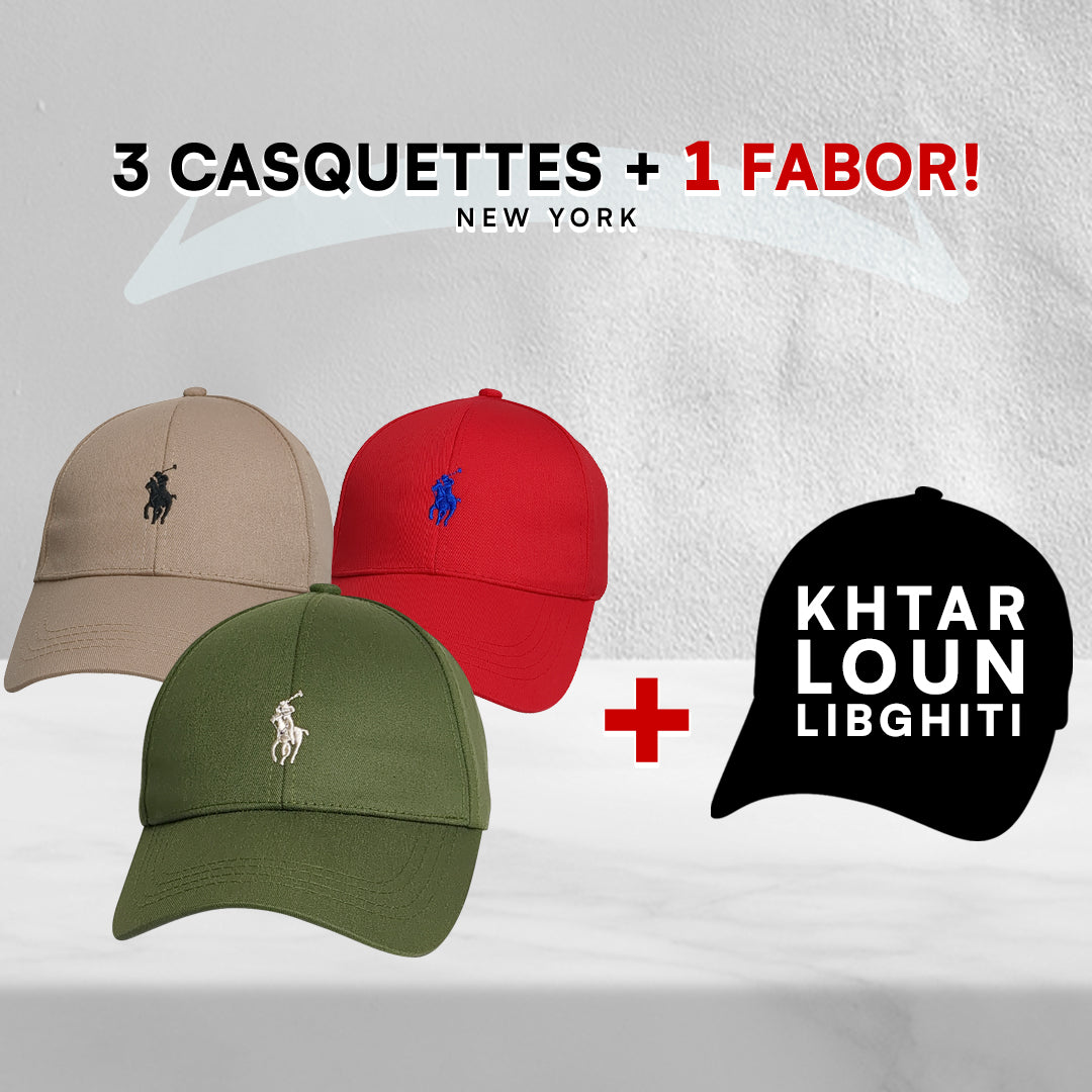 Pack 3 Casquettes Polo + 1 Fabor !