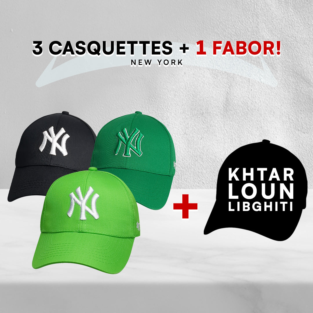 3 Casquettes New York + 1 Fabor !