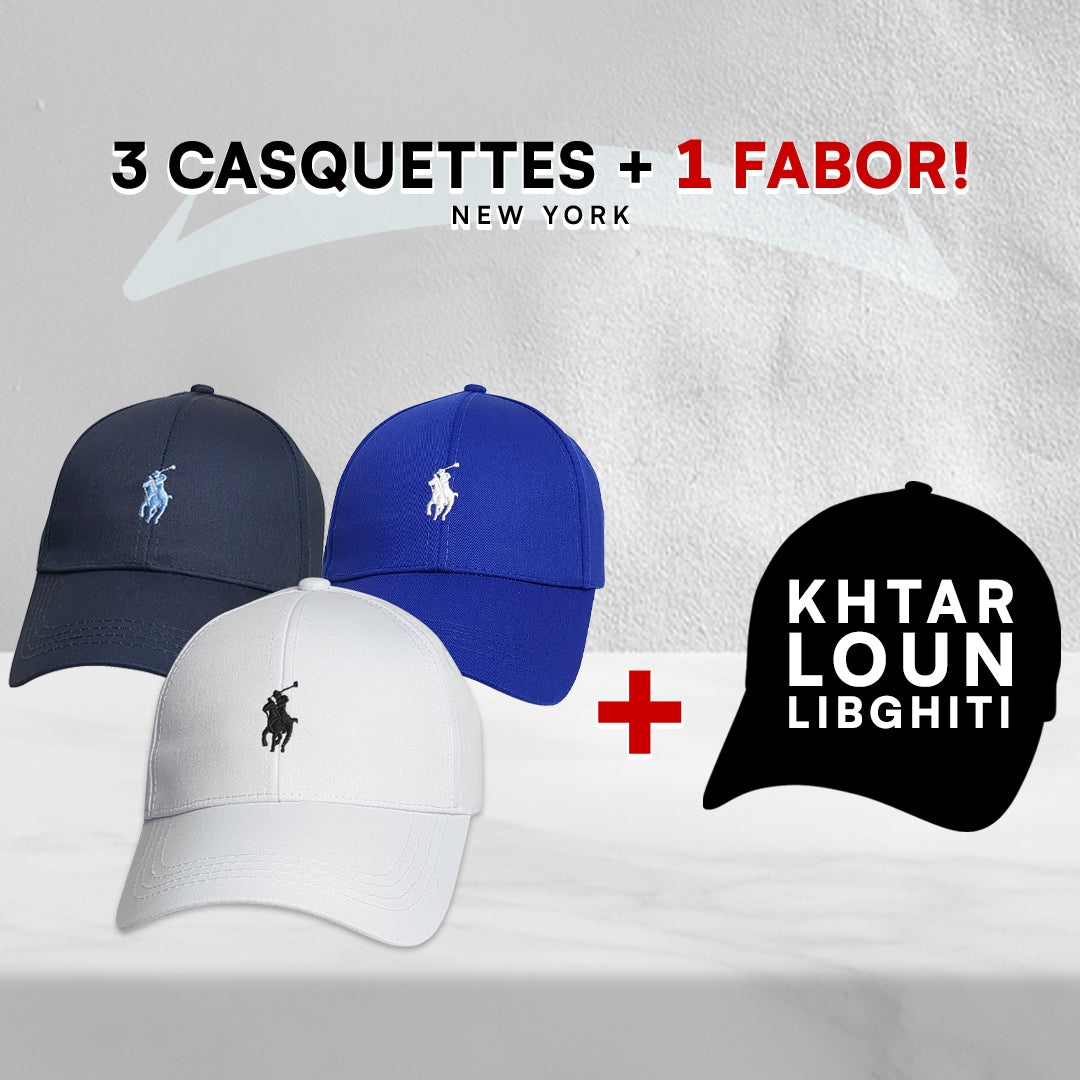 Pack 3 Casquettes Polo + 1 Fabor!
