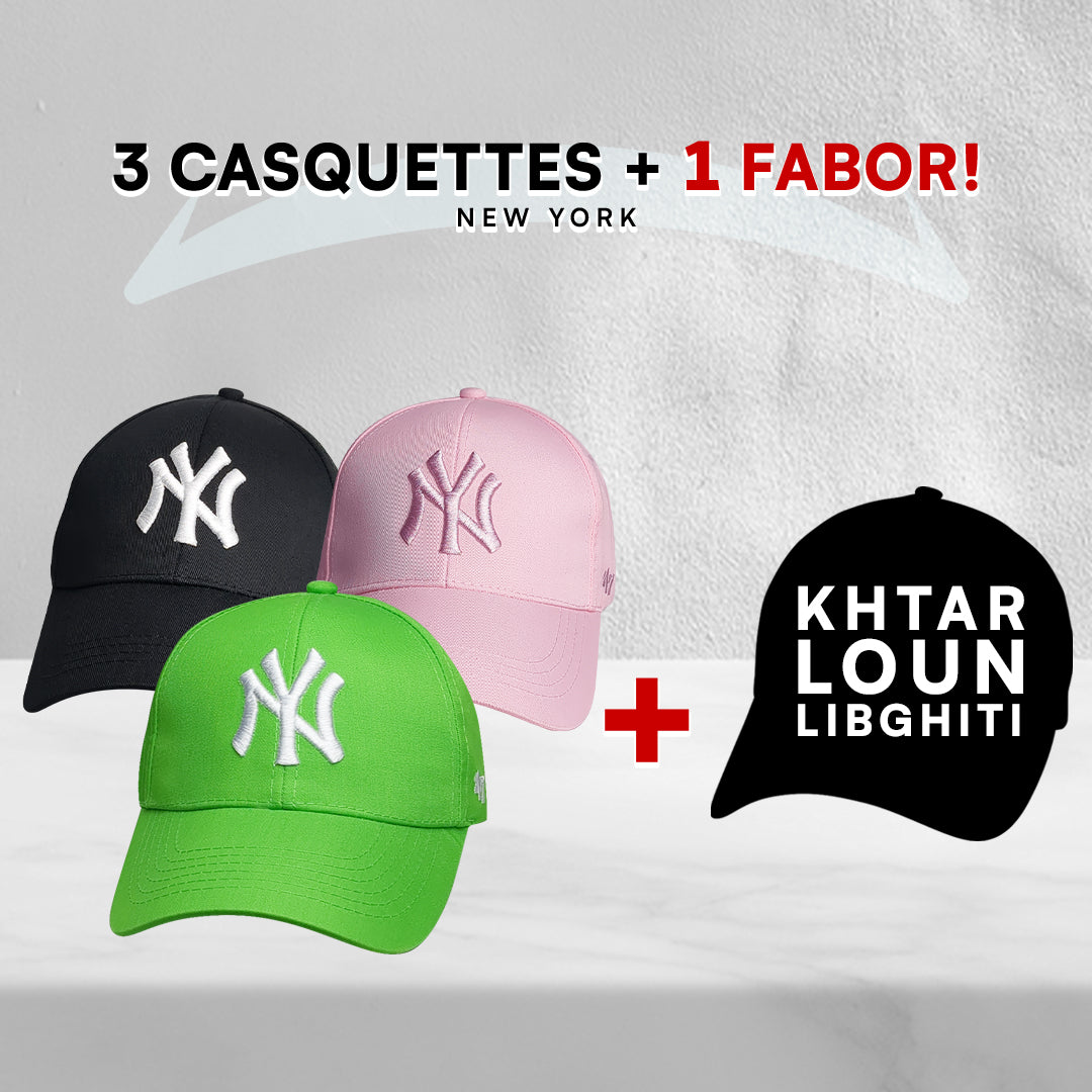 3 Casquettes New York + 1 Fabor !