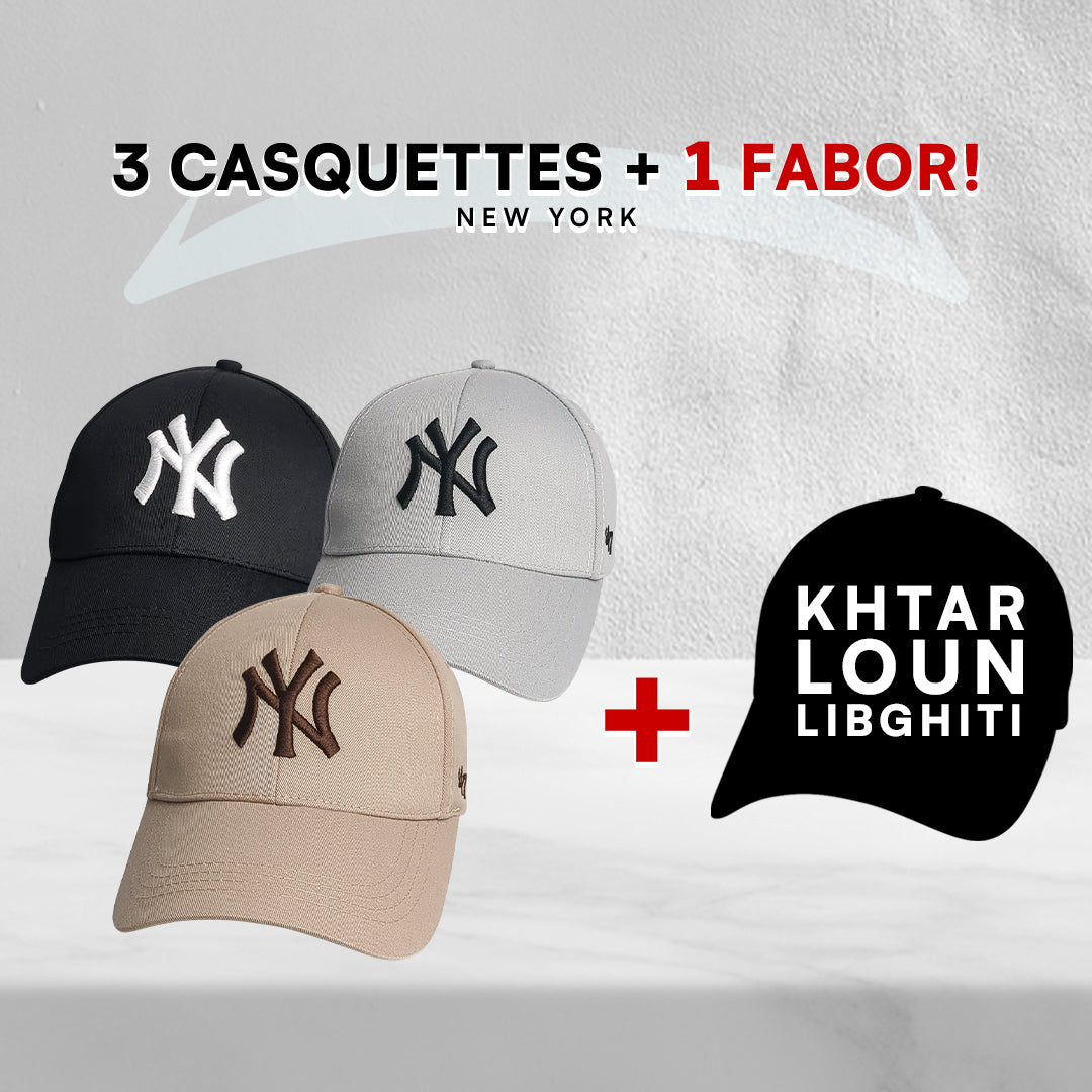 3 Casquettes New York + 1 Fabor !