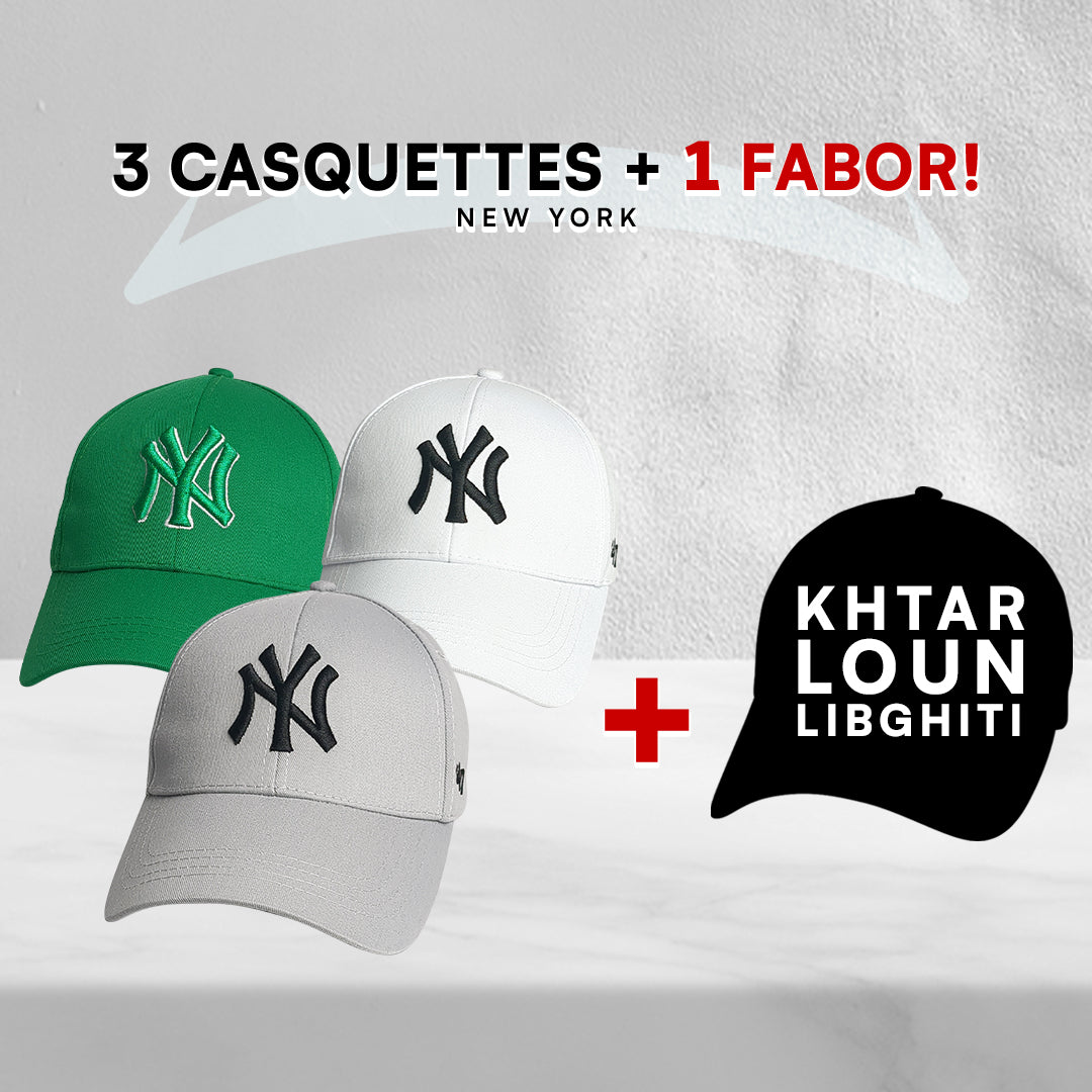 3 Casquettes New York + 1 Fabor !