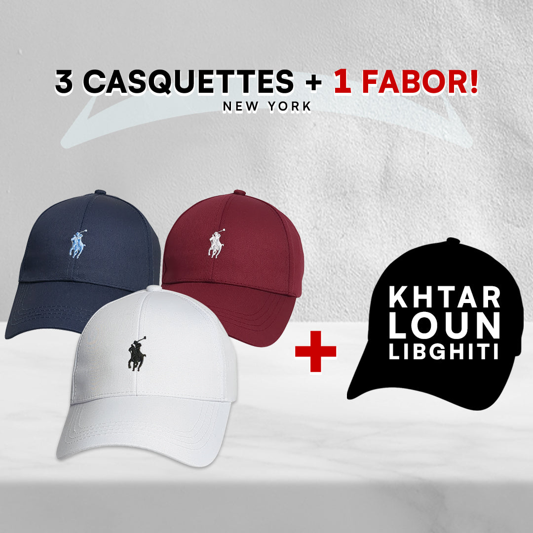 Pack 3 Casquettes Polo + 1 Fabor !