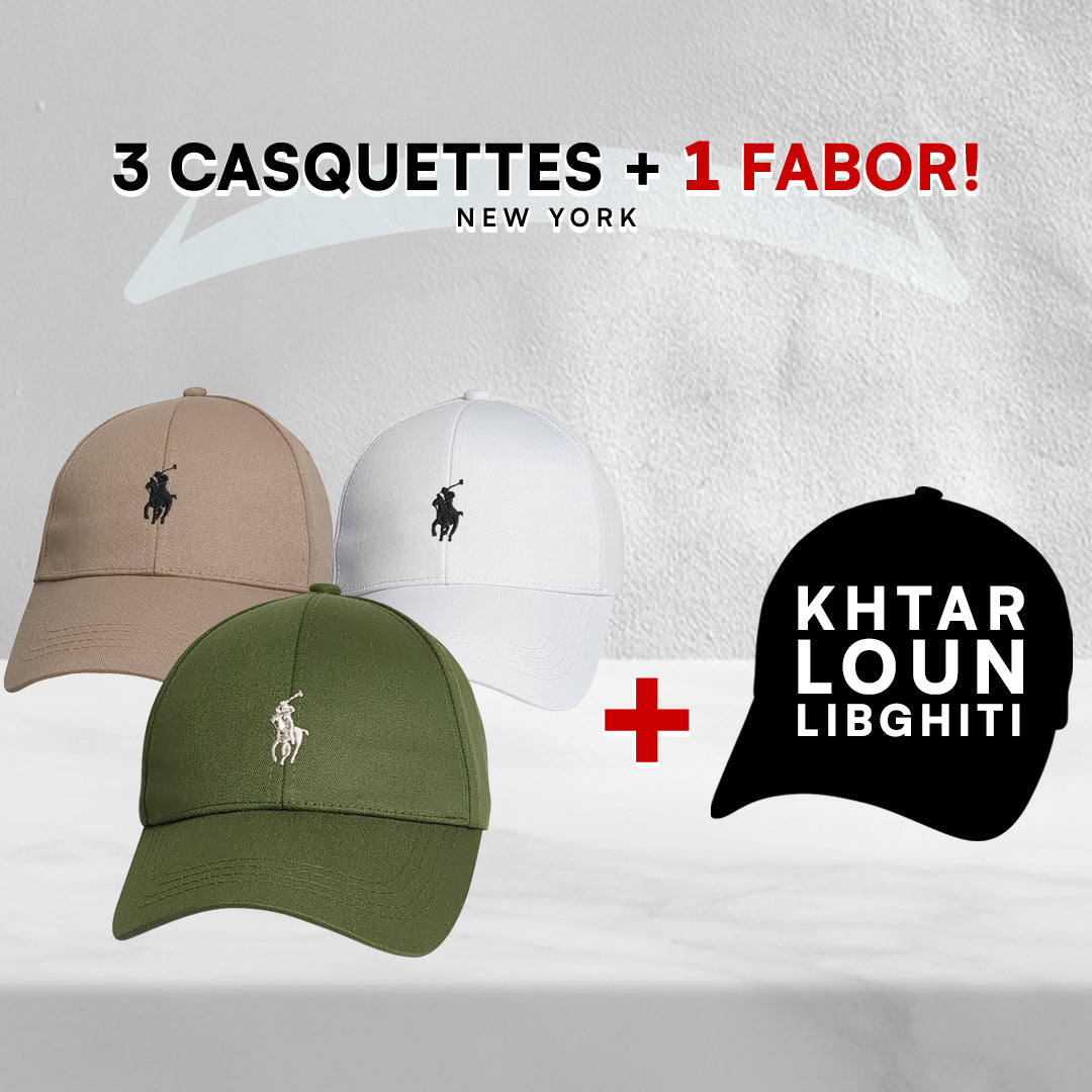 Pack 3 Casquettes Polo + 1 Fabor !
