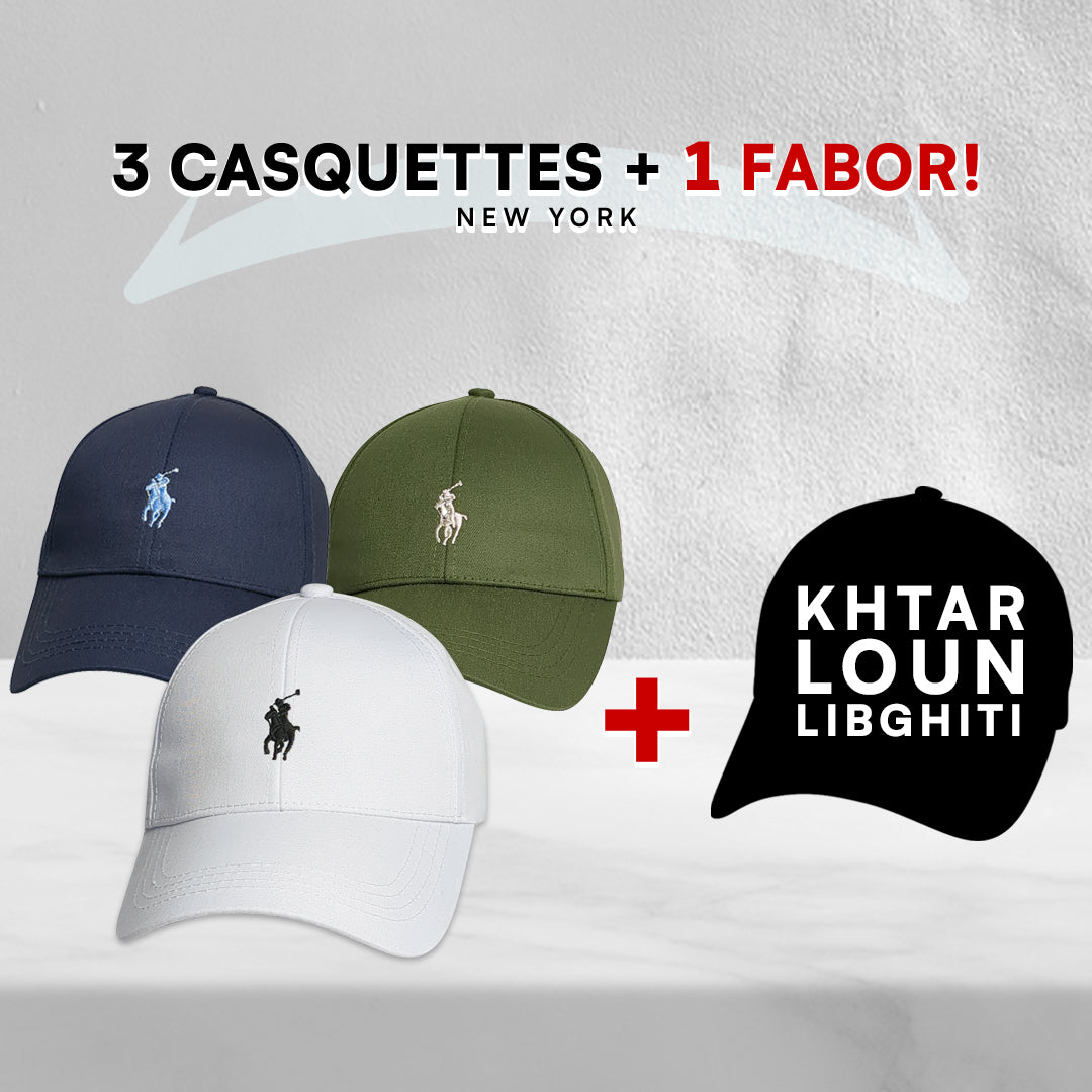 Pack 3 Casquettes Polo + 1 Fabor!