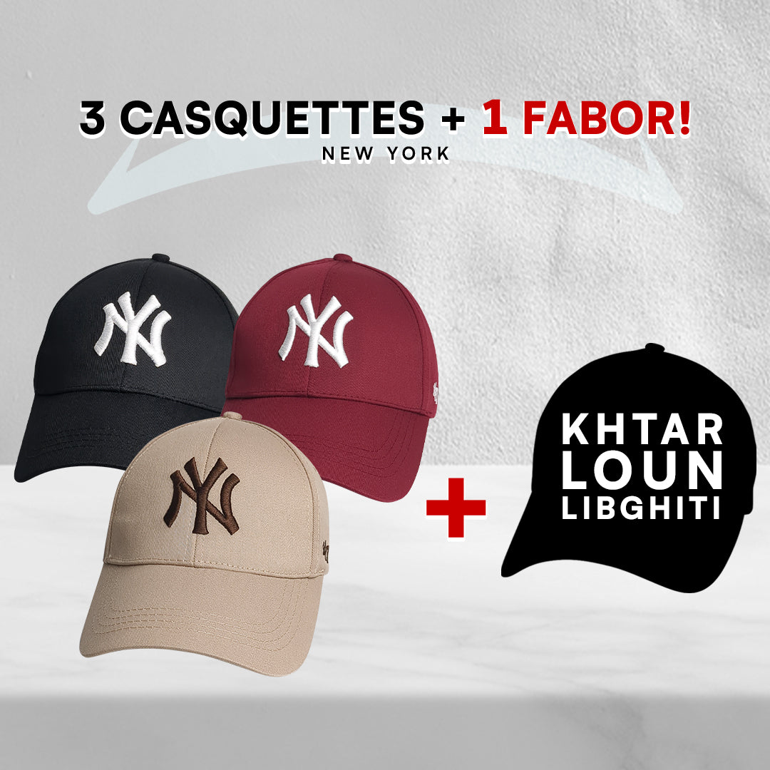 3 Casquettes New York + 1 Fabor !