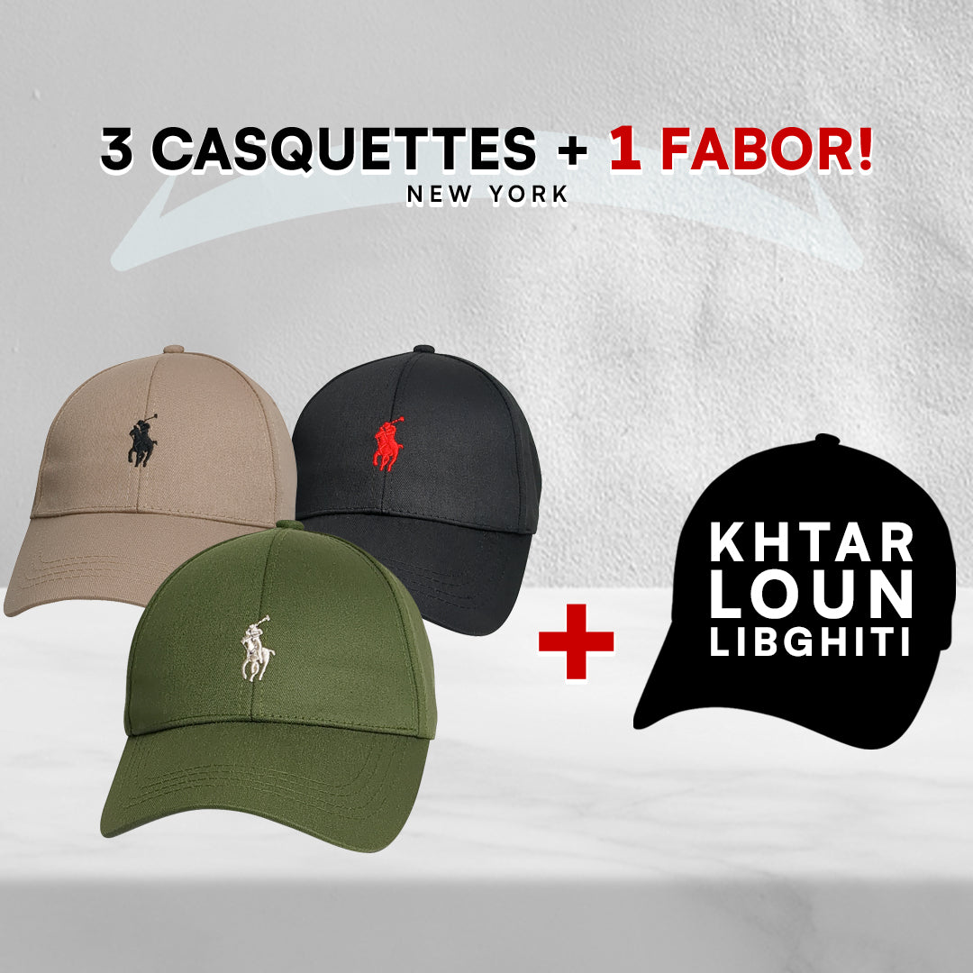 Pack 3 Casquettes Polo + 1 Fabor!