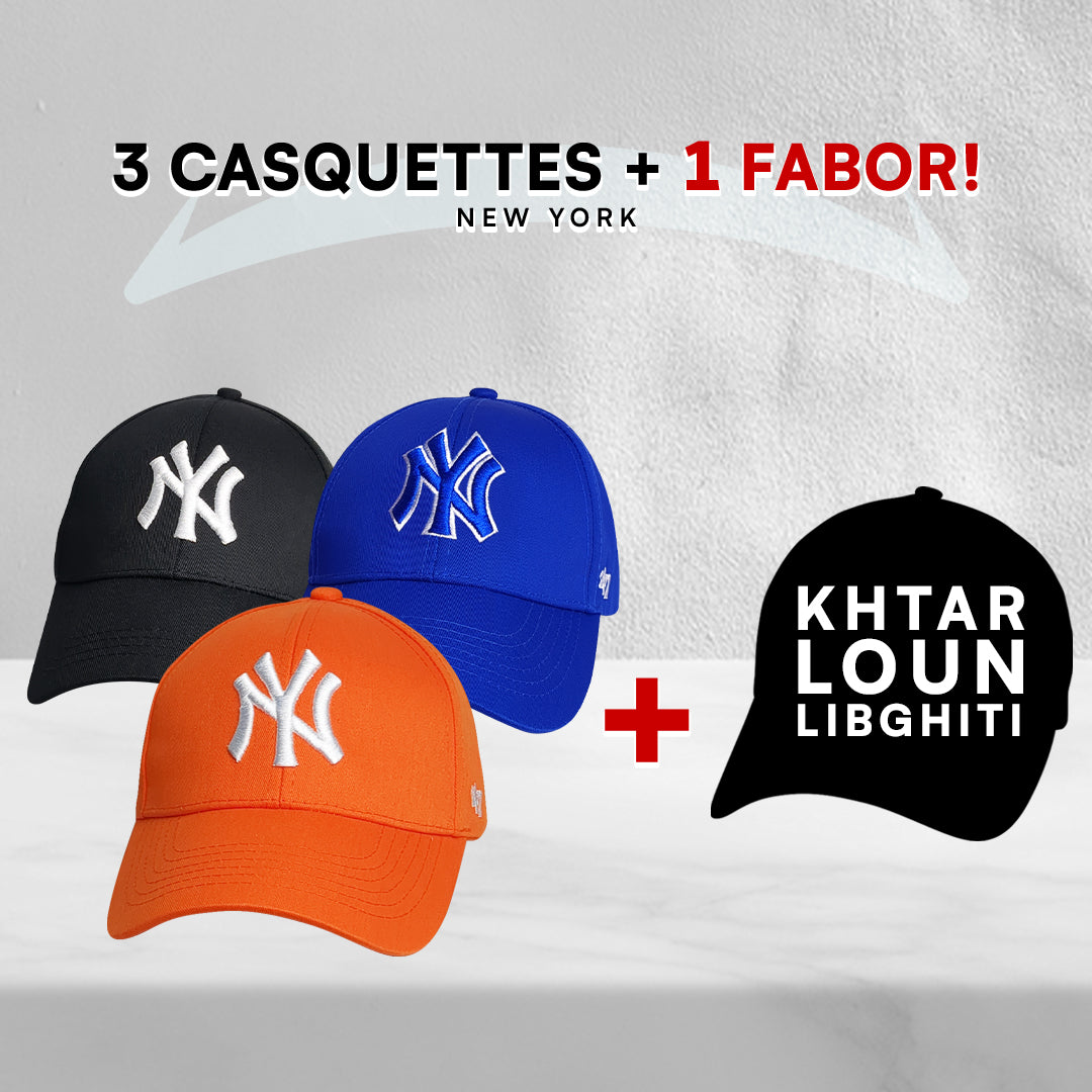 3 Casquettes New York + 1 Fabor !