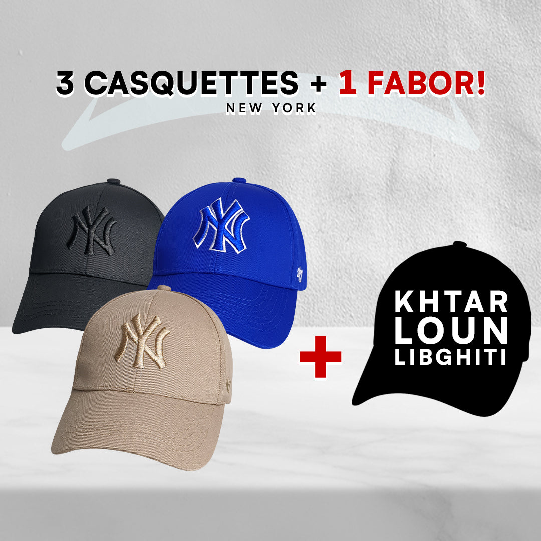 3 Casquettes New York + 1 Fabor !