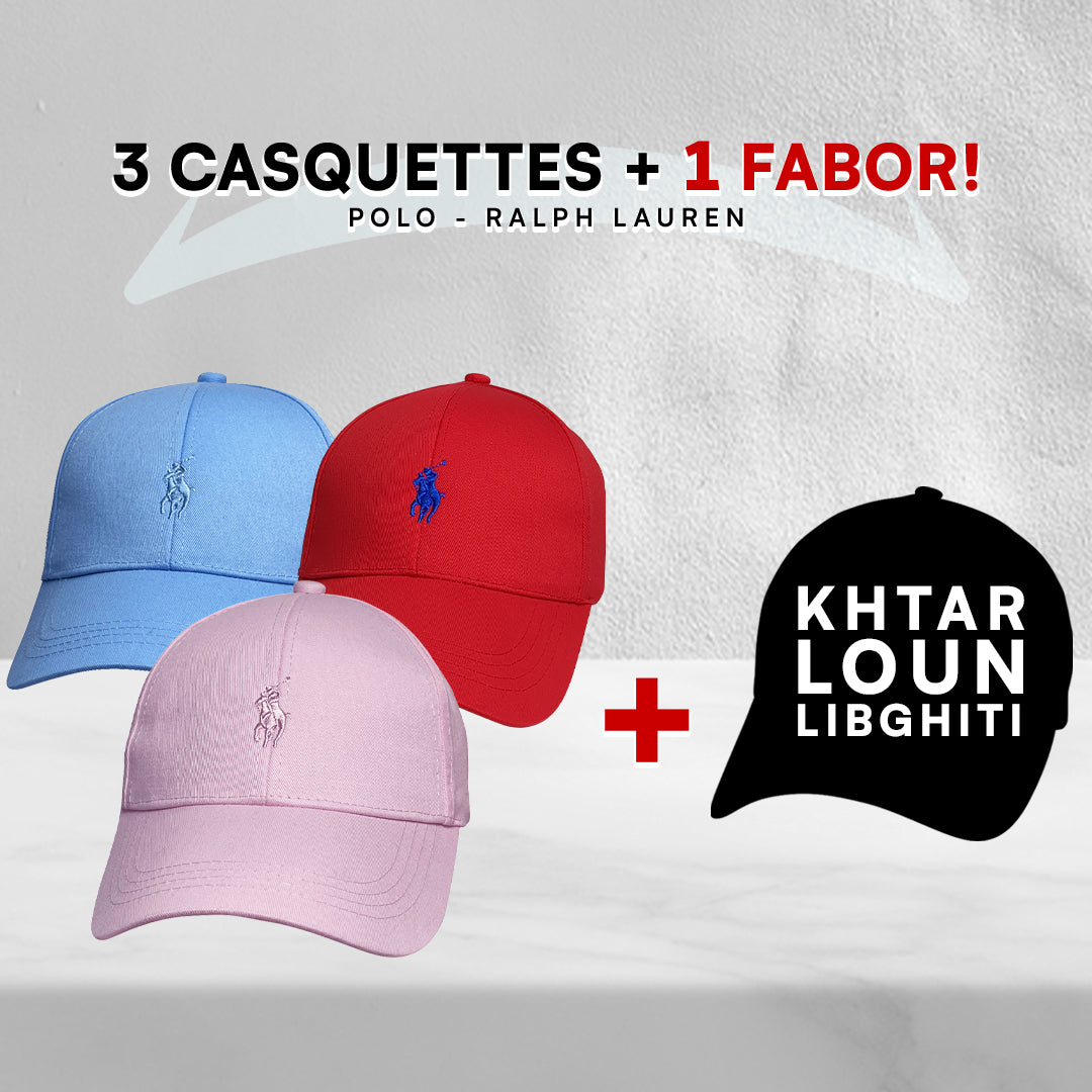 Pack 3 Casquettes Polo + 1 Fabor!