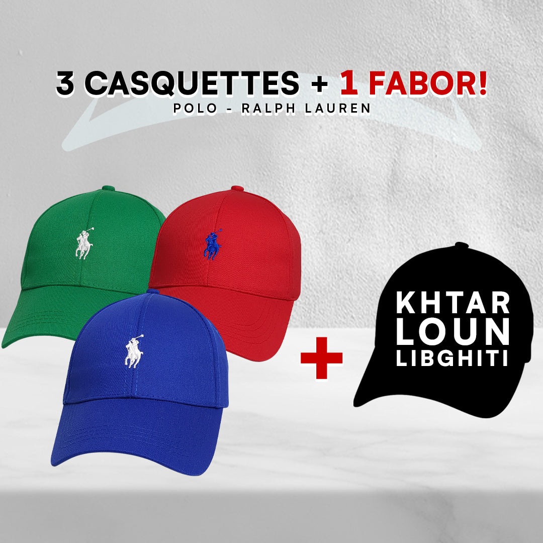 Pack 3 Casquettes Polo + 1 Fabor !