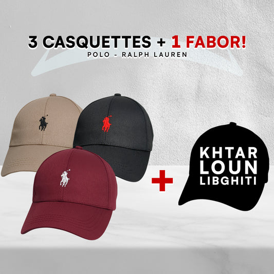 Pack 3 Casquettes Polo + 1 Fabor!
