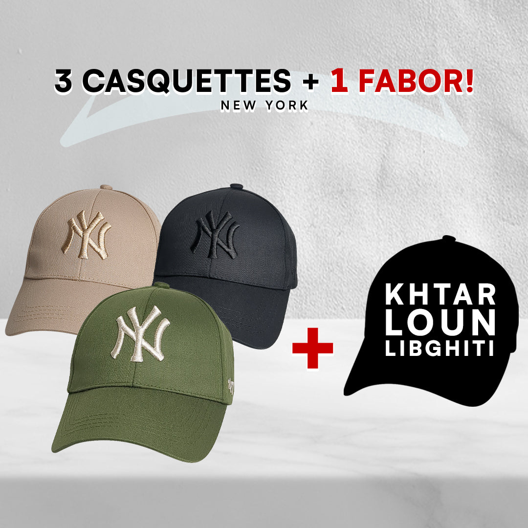 3 Casquettes New York + 1 Fabor !
