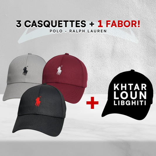 Pack 3 Casquettes Polo + 1 Fabor!