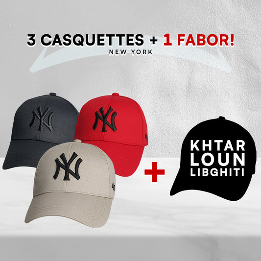 3 Casquettes New York + 1 Fabor !