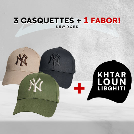 3 Casquettes New York + 1 Fabor !
