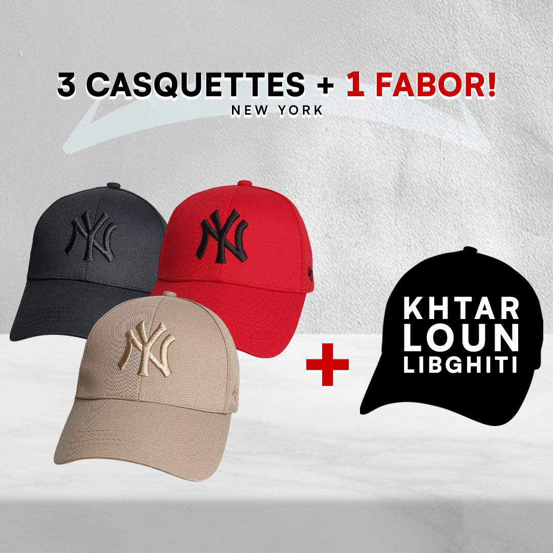 3 Casquettes New York + 1 Fabor !