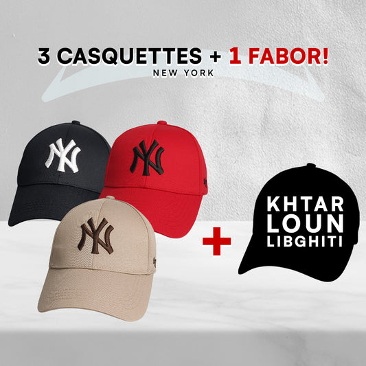 3 Casquettes New York + 1 Fabor !