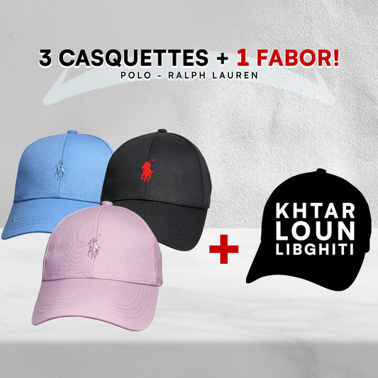 Pack 3 Casquettes Polo + 1 Fabor!