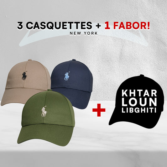 Pack 3 Casquettes Polo + 1 Fabor !