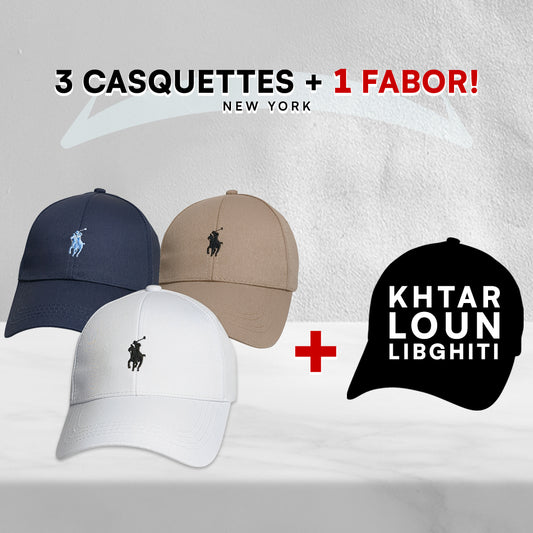 Pack 3 Casquettes Polo + 1 Fabor !