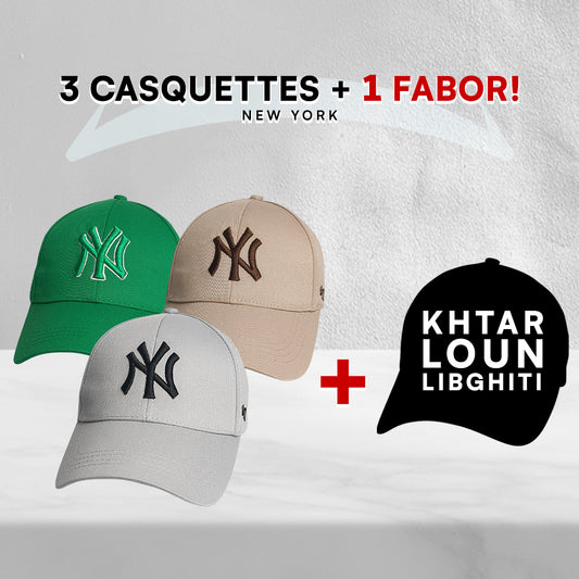 3 Casquettes New York + 1 Fabor!