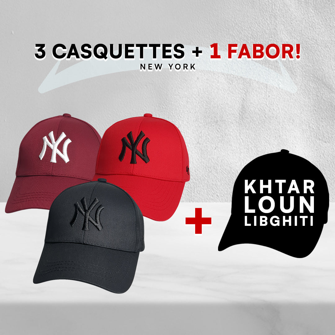 3 Casquettes New York + 1 Fabor !