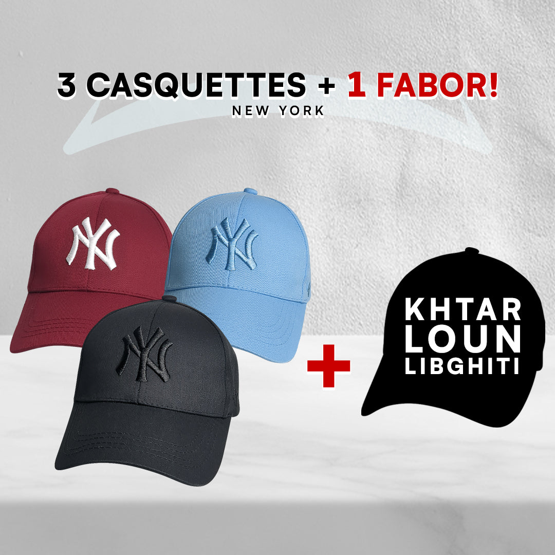3 Casquettes New York + 1 Fabor !