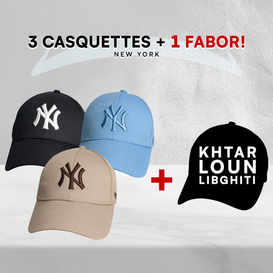 3 Casquettes New York + 1 Fabor!