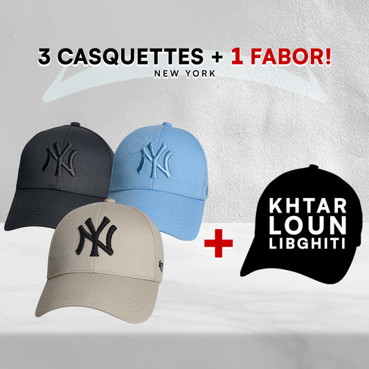 3 Casquettes New York + 1 Fabor !