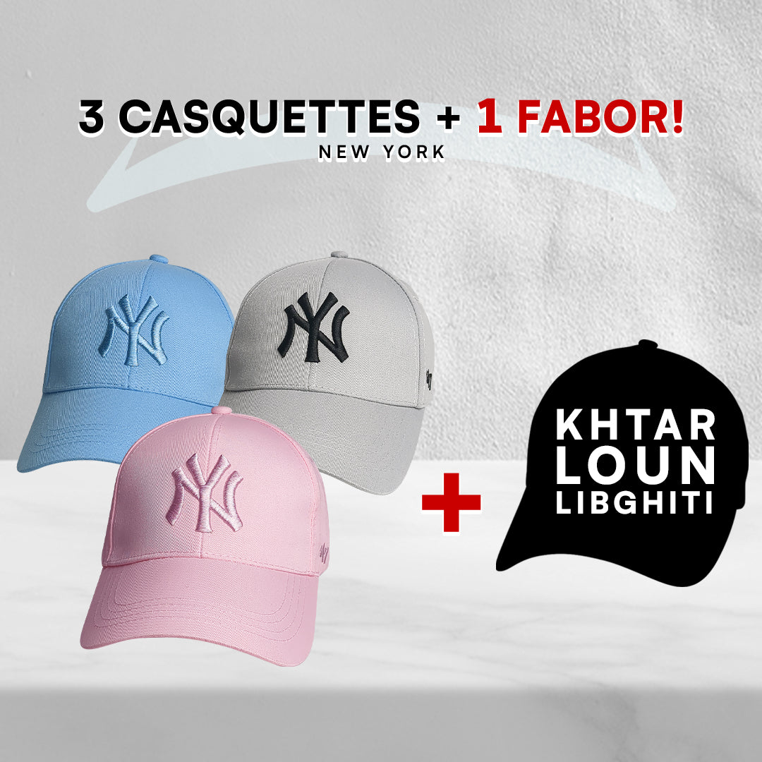 3 Casquettes New York + 1 Fabor !