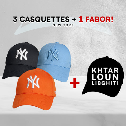 3 Casquettes New York + 1 Fabor !