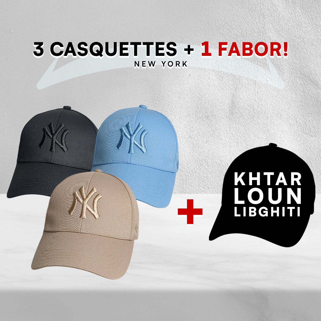 3 Casquettes New York + 1 Fabor !