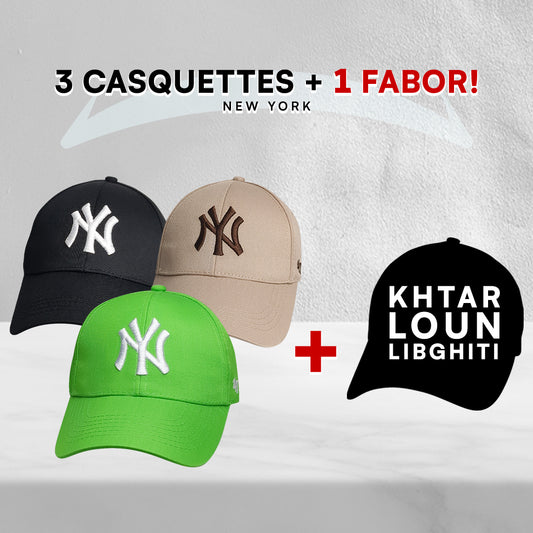 3 Casquettes New York + 1 Fabor !